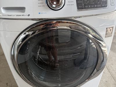 Samsung White Front Load Washer Dryer Set with Steam & Eco Features