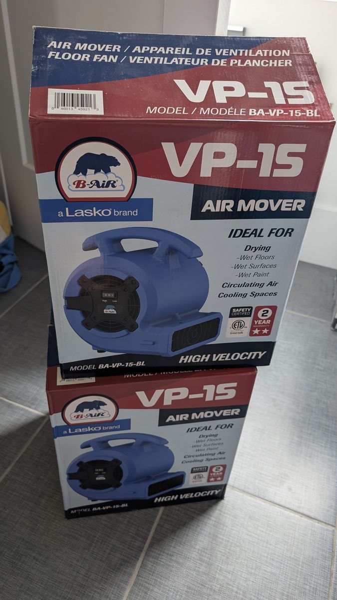Flood / Water Damage Drying Package – 4 Air Movers + 2 Dehumidifiers