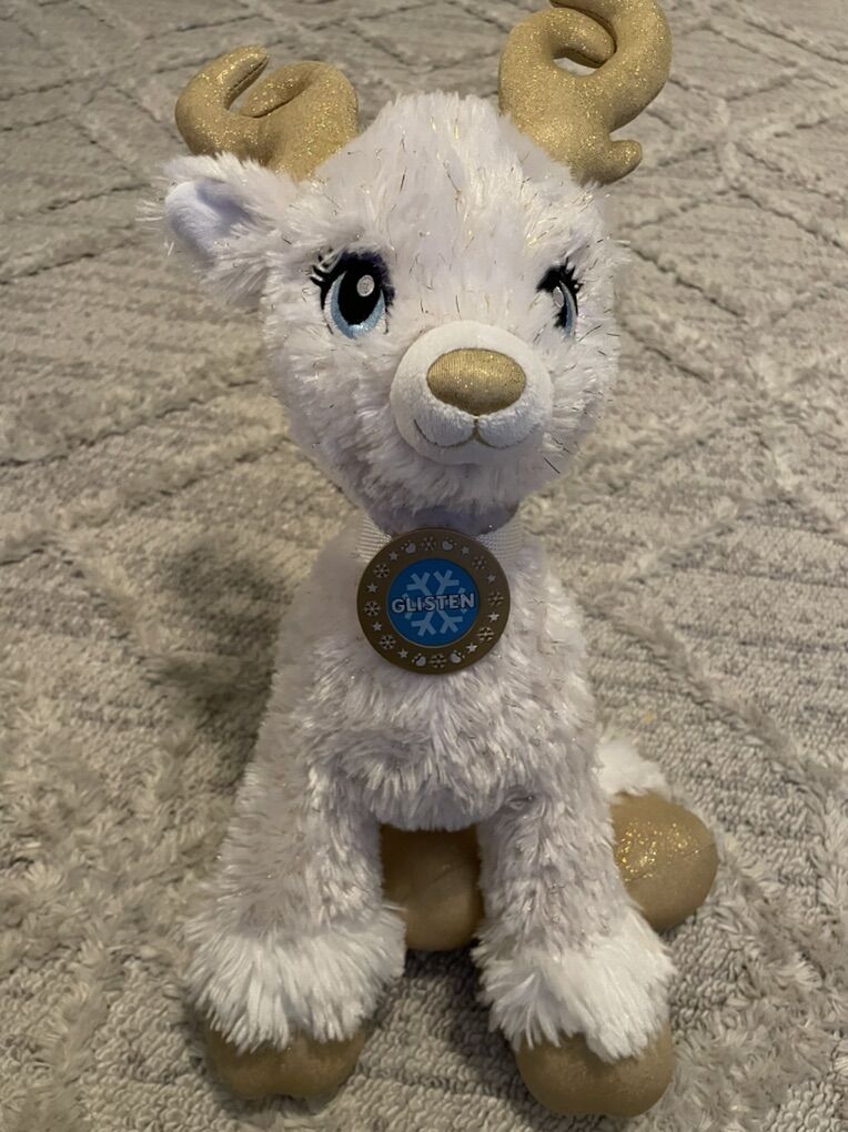 Build a bear bab reindeer glitzen white and gold