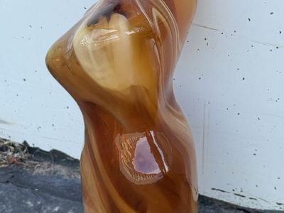 Artistic Swirled Amber Glass Female Torso Vase Sculpture