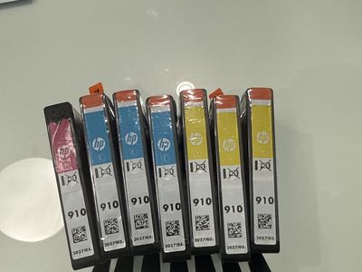 HP 910 Ink Cartridges - 7 (3 Cyan, 3 Yellow, 1 Magenta) - New, Exp. 2027