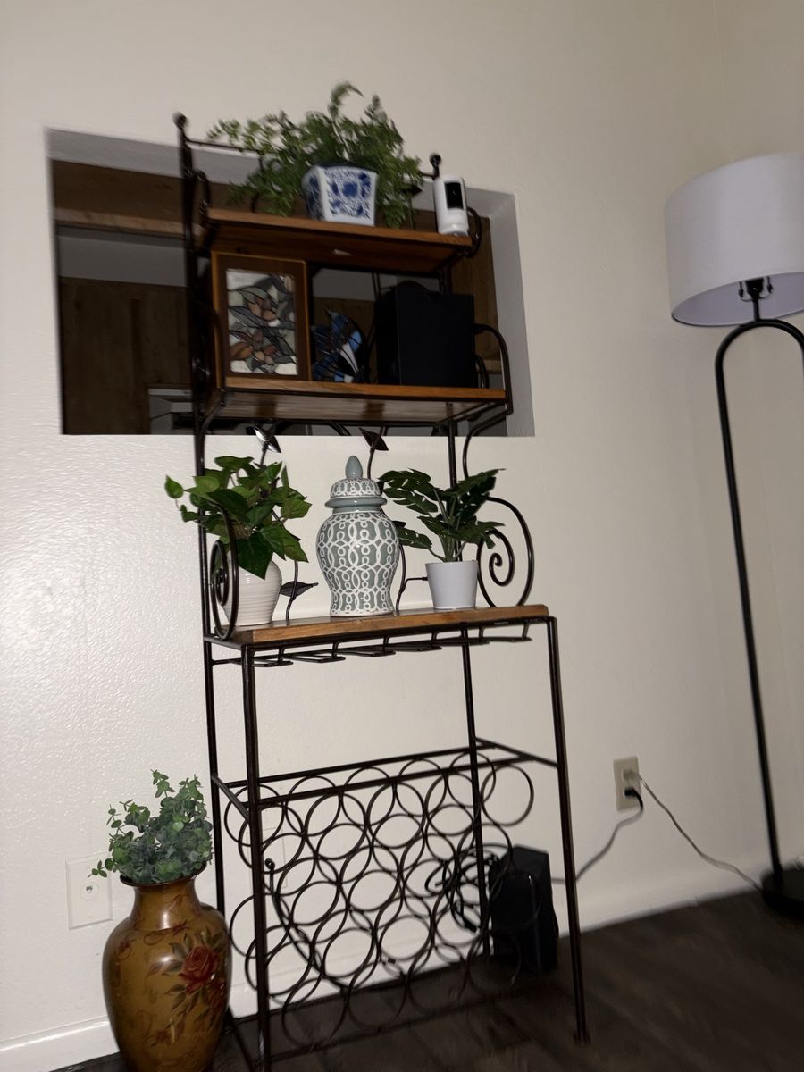 Wrought iron shelf/ wine rack