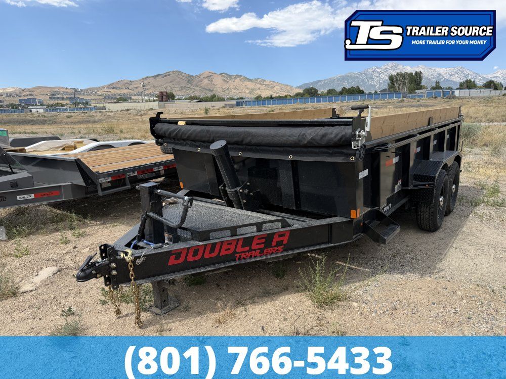 7x14 Double A Pro Series LP Dump Trailer - 15.4K GVWR - 7 Gauge Floor, I-Beam Frame, Telescopic, Wireles Remote