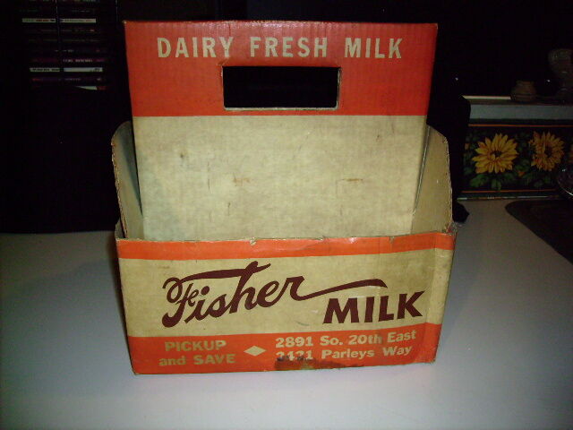 1950's Fisher Milk Cardboard Milk Container Salt Lake City Utah