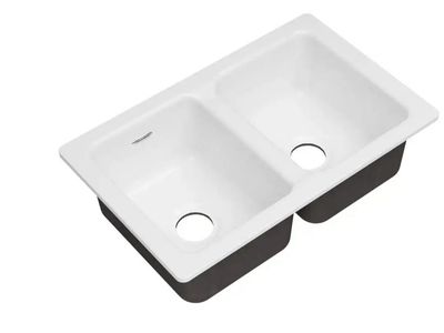 Double Bowl Cast Iron Kitchen Sink, Brilliant White