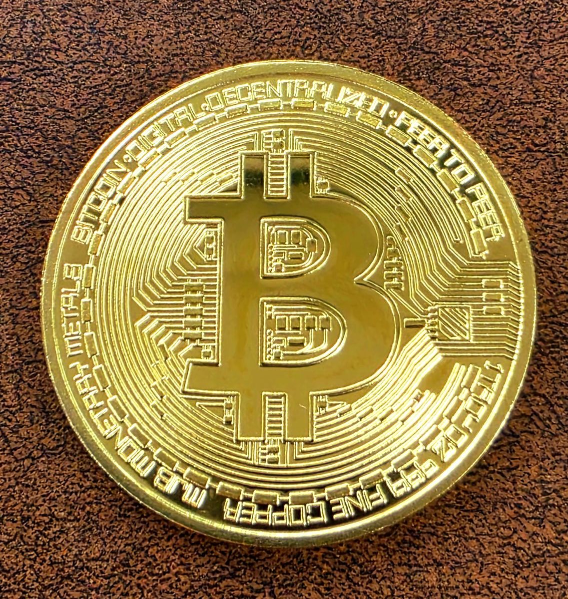 Collectible Gold Colored Bitcoin Physical Crypto Token with Protective Case