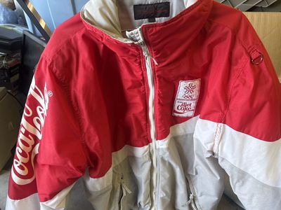 Vintage Coca-Cola Diet Coke Winter Olympics Colorblock Jacket Red White Grey - Men's Large