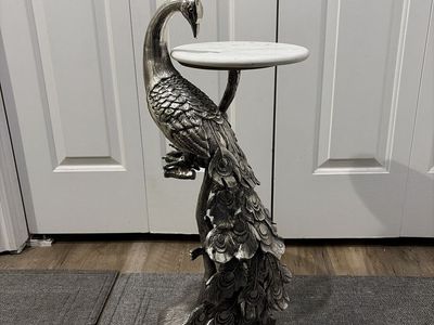 Georgous Peacock Decorative Table W/ Marble Top