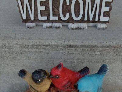 Welcome Sign Statues Cute Dogs/Puppies and Birds