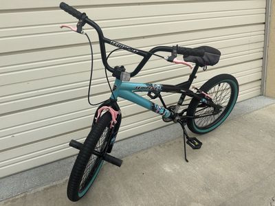 Tempest Pro BMX Freestyle Bike - Teal & Black with Pink Accents, Pegs, Kickstand