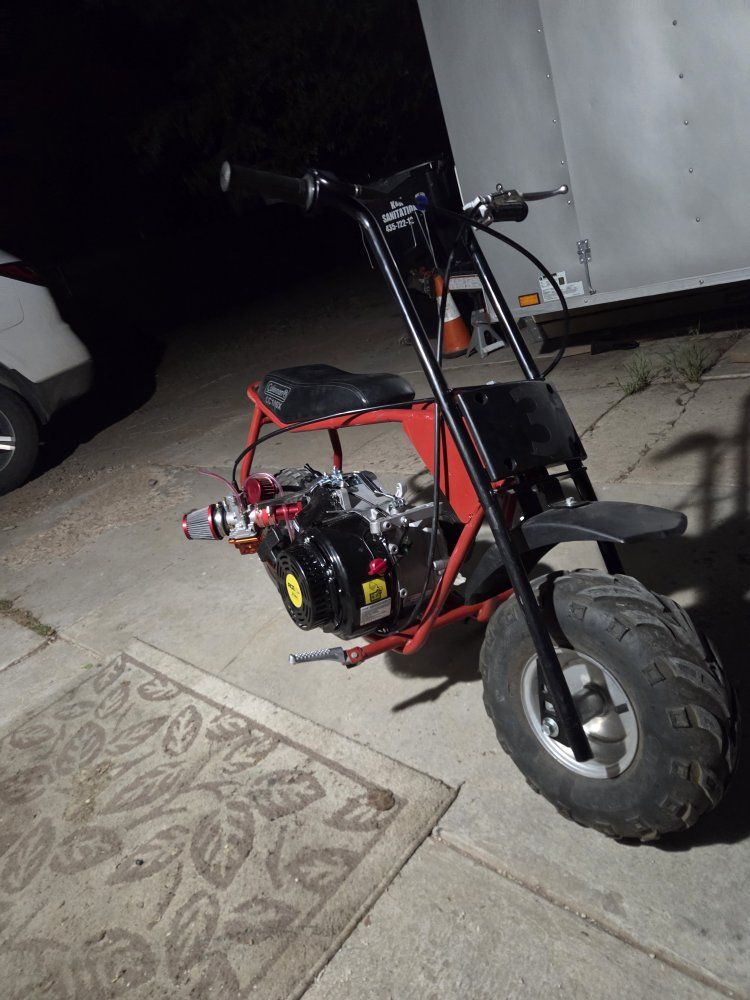 Coleman CC100X Mini Bike swapped with a 274cc and pwk carb all brand new only needs a rear sprocket like 20 bucks on Amazon