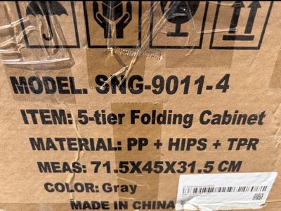 5-Tier Folding Plastic Storage Cabinet with Wheels Gray XXL - Model SMG-9011-4