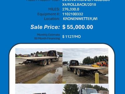 Rollback international 7400 DCD6X4 2018 276K miles Kronenwetter, WI