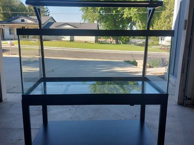 Aquarium Tank: 40-Gallon with Black Metal Stand & Shelving (Great for Turtles/Fish/other Pets)