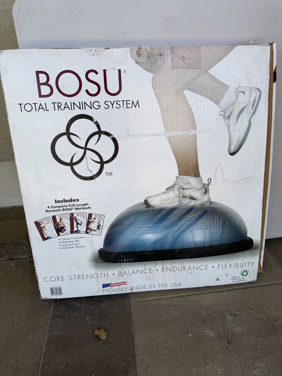 BOSU Total Training System Balance Ball with 4 Dynamic Workouts - Core Strength, Balance, Endurance, Flexibility
