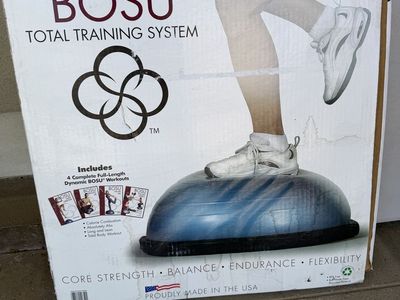 BOSU Total Training System Balance Ball with 4 Dynamic Workouts - Core Strength, Balance, Endurance, Flexibility