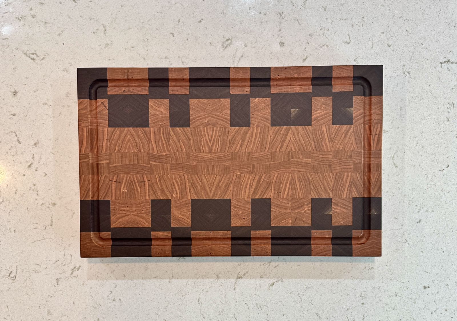 Handcrafted Walnut & Cherry End Grain Cutting Board | 19 1/8" x 12" x 2 1/8"