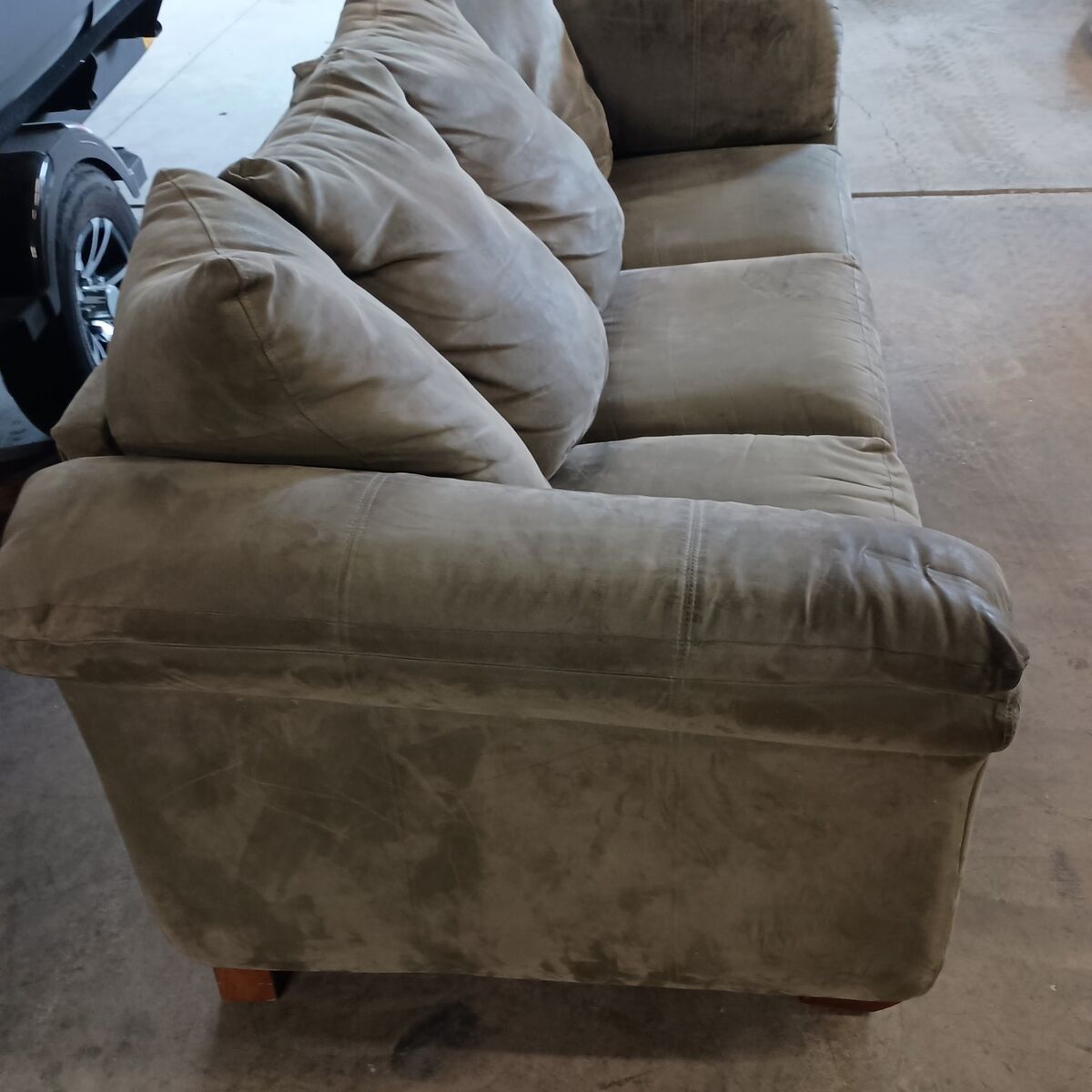 Suede couch, sofa