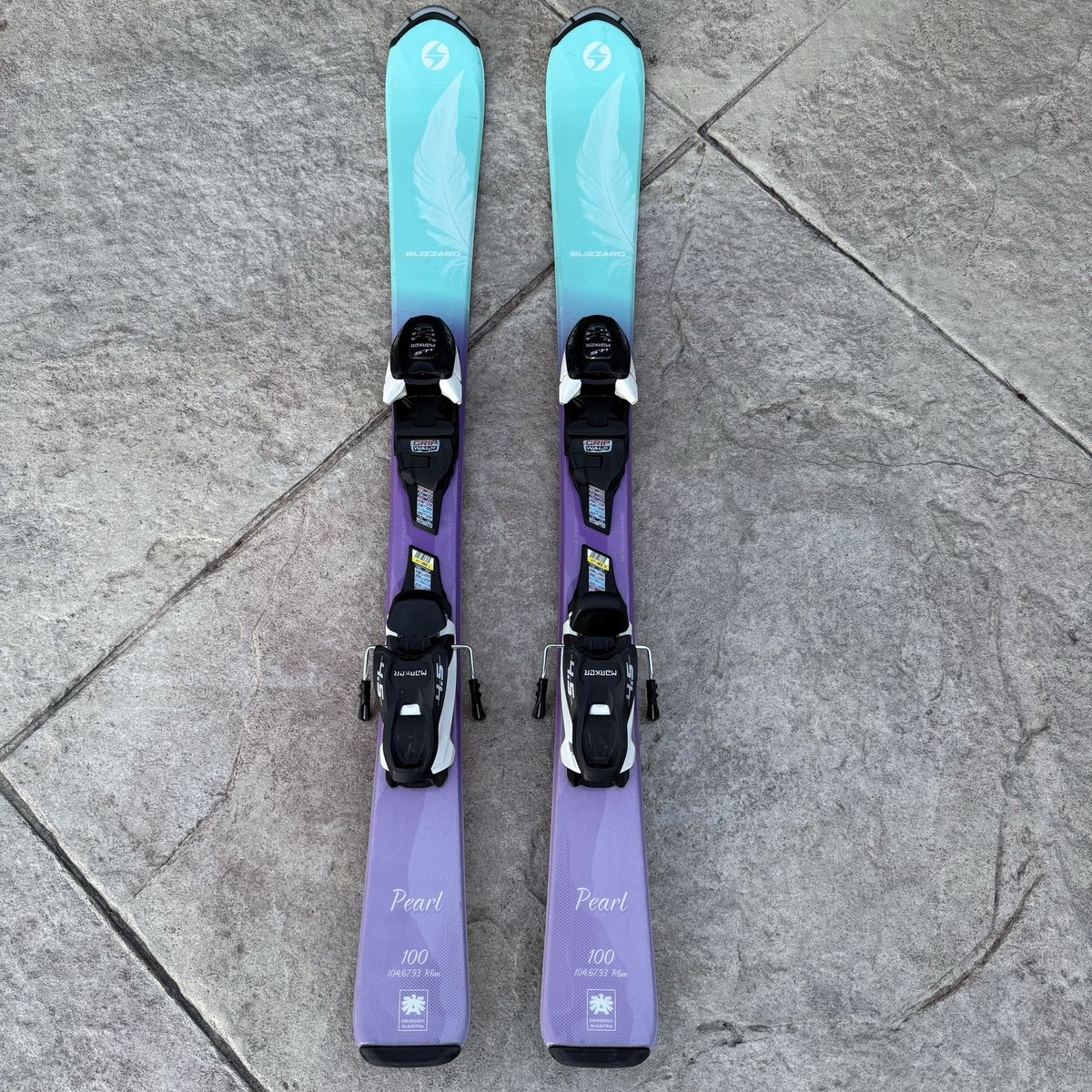 Blizzard Pearl Jr 4.5 Kid's All-Mountain Skis, Purple, 100cm w/ JR 4.5 Bindings