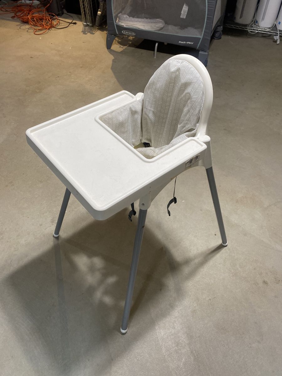 IKEA ANTILOP High Chair with Safety Harness - White & Grey