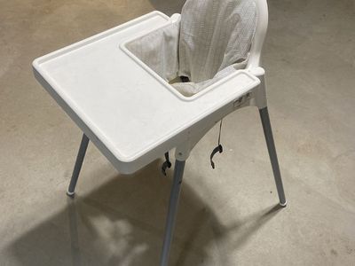 IKEA ANTILOP High Chair with Safety Harness - White & Grey