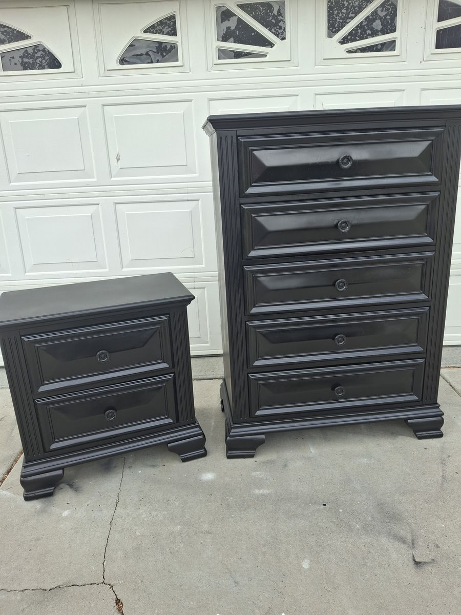 high quality extra tall all wood black night stand and dresser