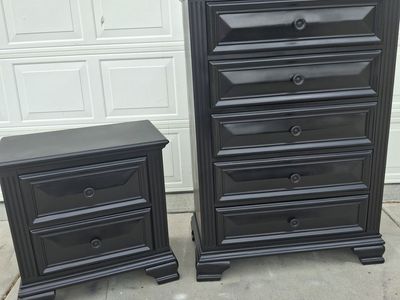 high quality extra tall all wood black night stand and dresser