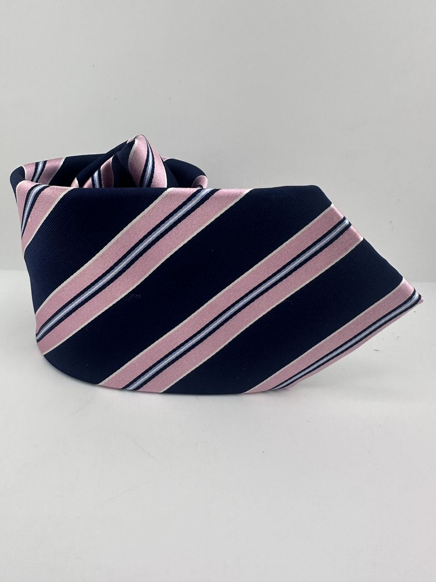 Nautica Pink Navy Blue Striped Men's Tie Classic Silk Blend Necktie 3.5"