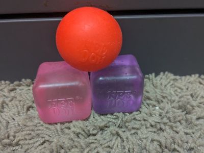 nee doh Stress Ball & Cubes Set (3 Pieces) - Pink, Purple, Orange Fidget Toys