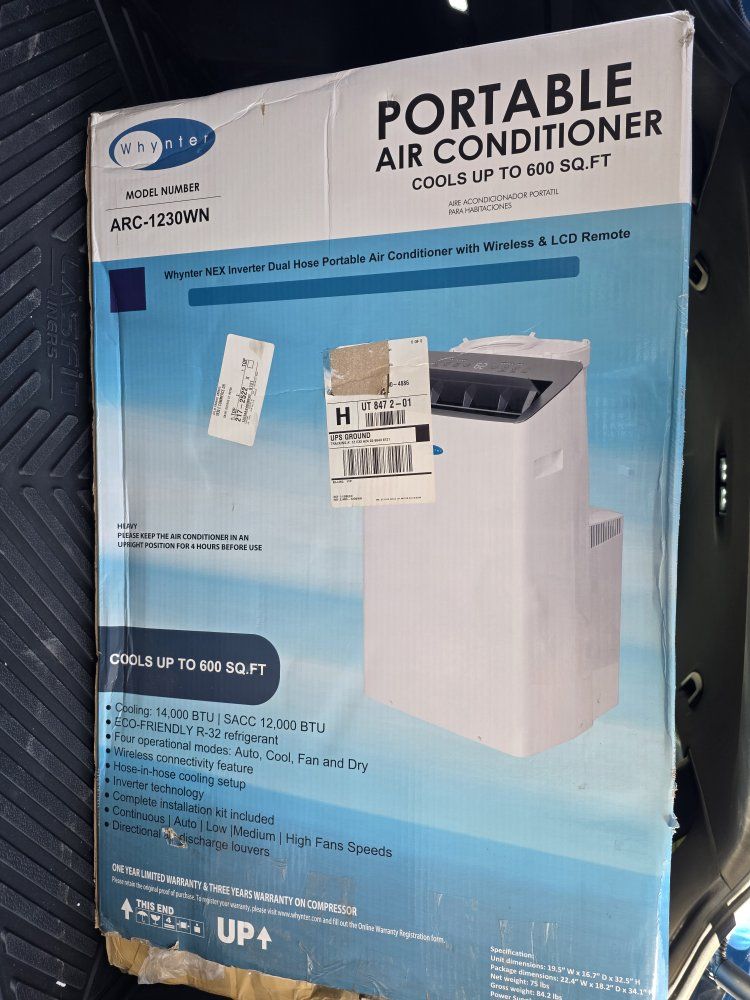 Whynter NEX ARC-1230WN Portable Air Conditioner, 600 sq ft, Inverter, Smart Wi-Fi, Dehumidifier, Fan