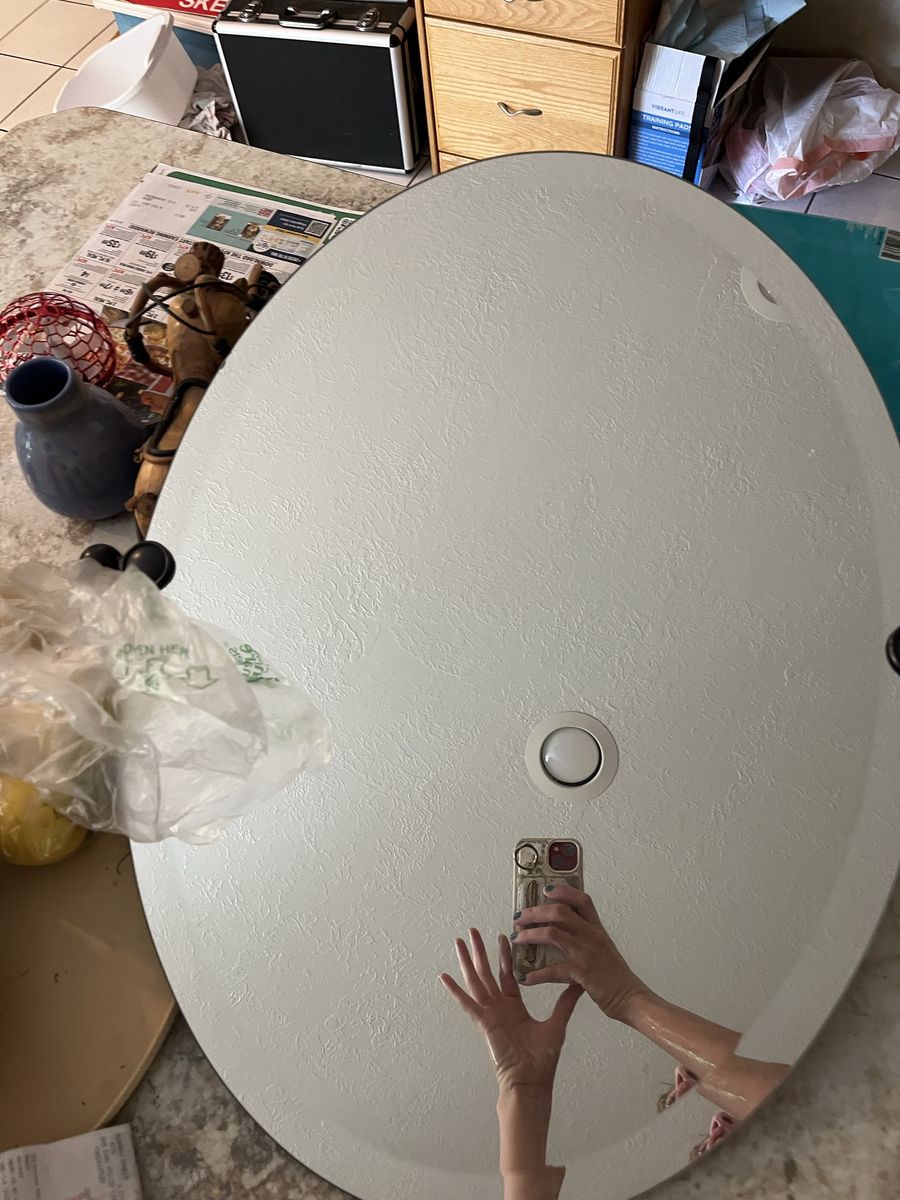 Large Oval Wall Mirror with Beveled Edge Rotating Bathroom Vanity Accent