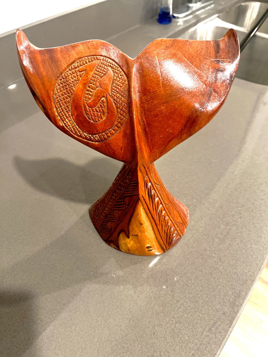 Hand Carved Koa Wood Whale Tail