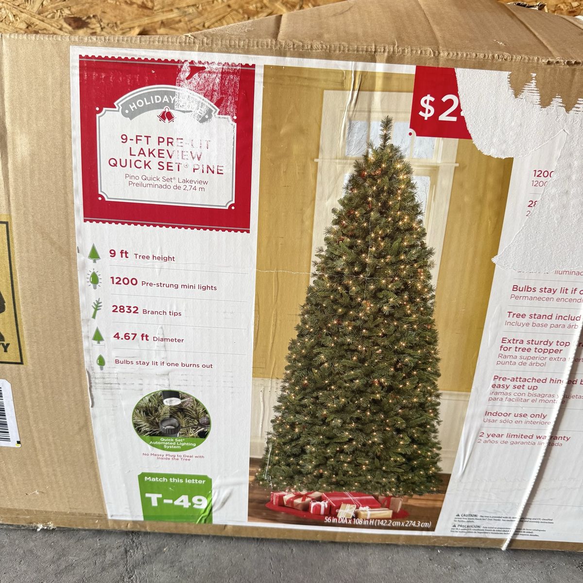 Holiday Time 9-Ft Pre-Lit Lakeview Quick Set Pine Artificial Christmas Tree
