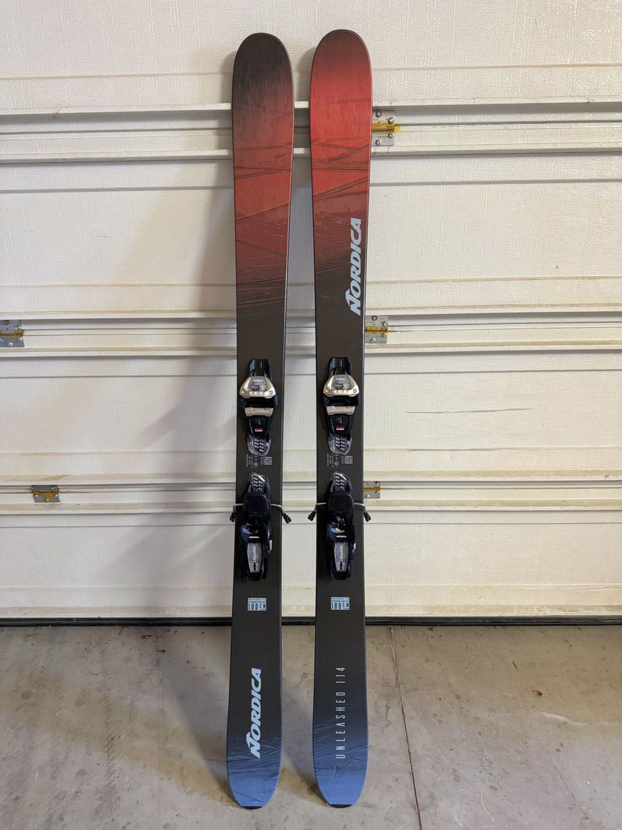 Brand New Nordica Unleashed 114 Skis 180cm + Marker Griffon Bindings