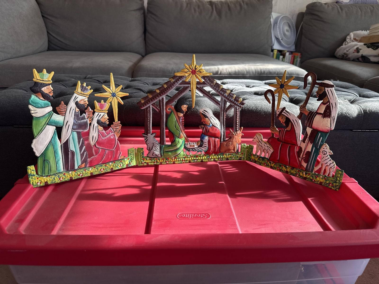 Handmade metal nativity scene