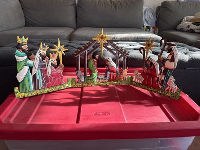 Handmade metal nativity scene
