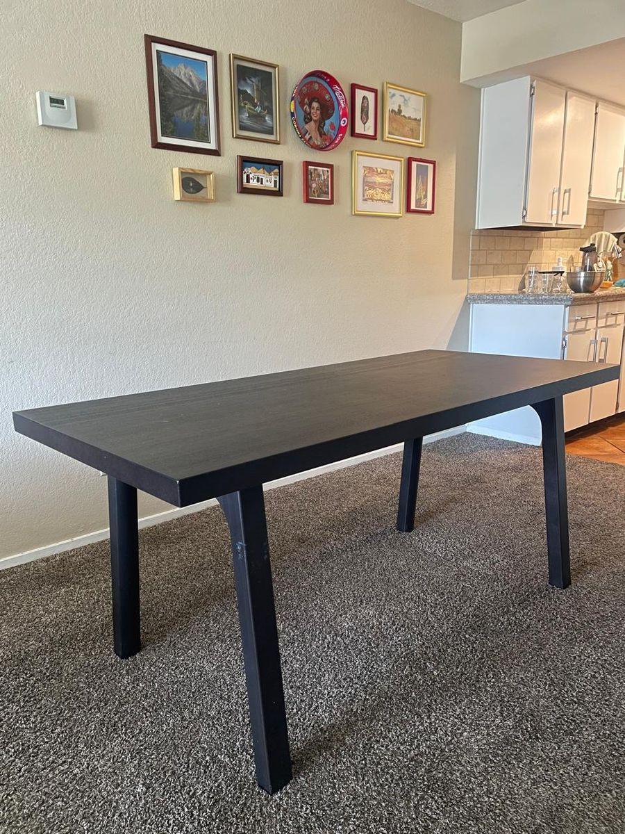 IKEA Black Wood Dining Table - Modern & Sturdy, Great Condition, Seats 4-6