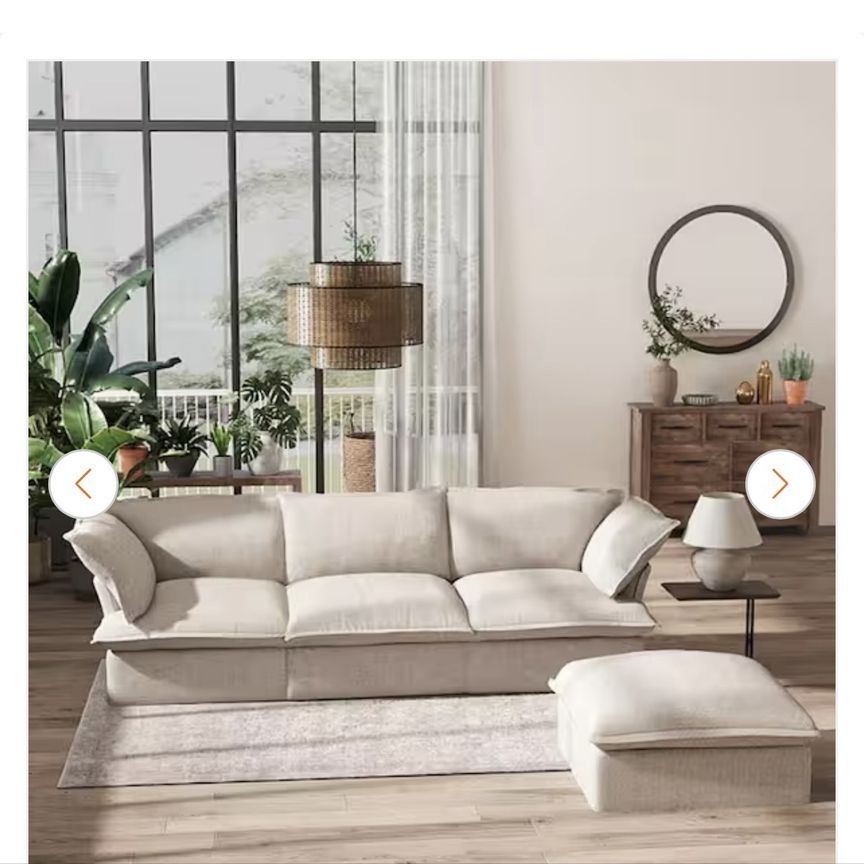 BRAND NEW 4-Piece Magic Home Beige Linen Cloud Sectional Couch - Fully Assembled