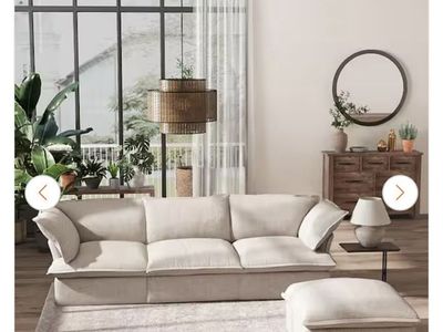 BRAND NEW 4-Piece Magic Home Beige Linen Cloud Sectional Couch - Fully Assembled