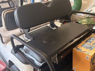 New Black Universal Golf Cart Rear Seat Kit - Flip Down Cargo Bed, Fits Most Carts