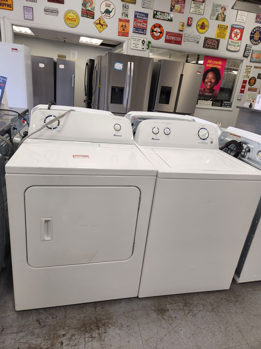 Amana White Top Load Washer & Electric Dryer Set - Matching Laundry Appliances