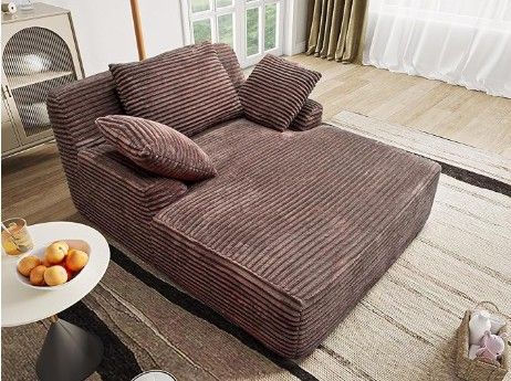 New - Racxily 51" Corduroy Chaise Lounge, Brown