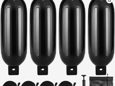 Boat Fenders, 8.5" x 26" Boat Bumpers for Docking, Inflatable Ribbed Fender with Center Holes