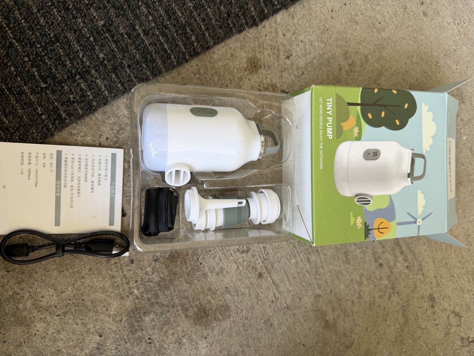 Portable Ultra-Mini Rechargeable Air Pump with Light and Nozzles