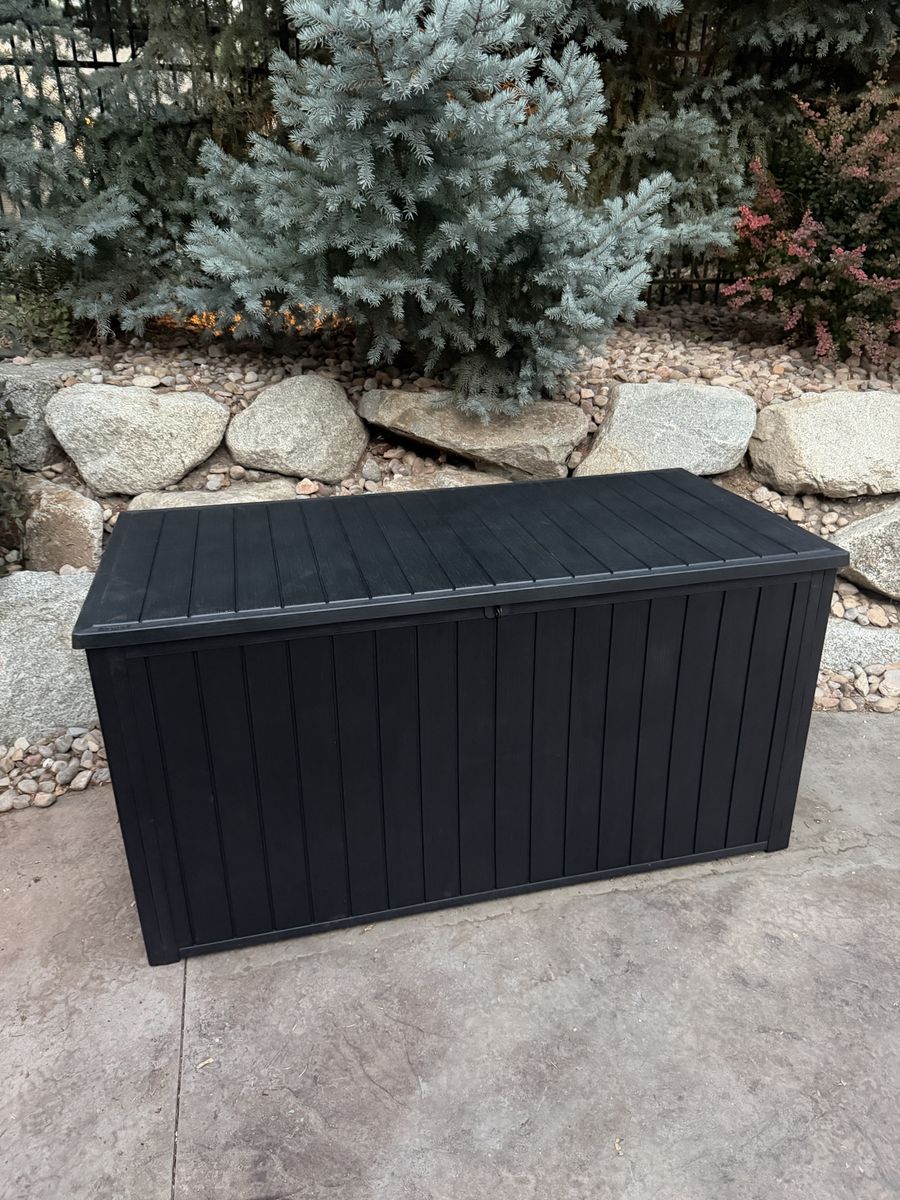 Brand New in Box - Black Outdoor Storage Deck Box, Weather Resistant, Large Capacity
