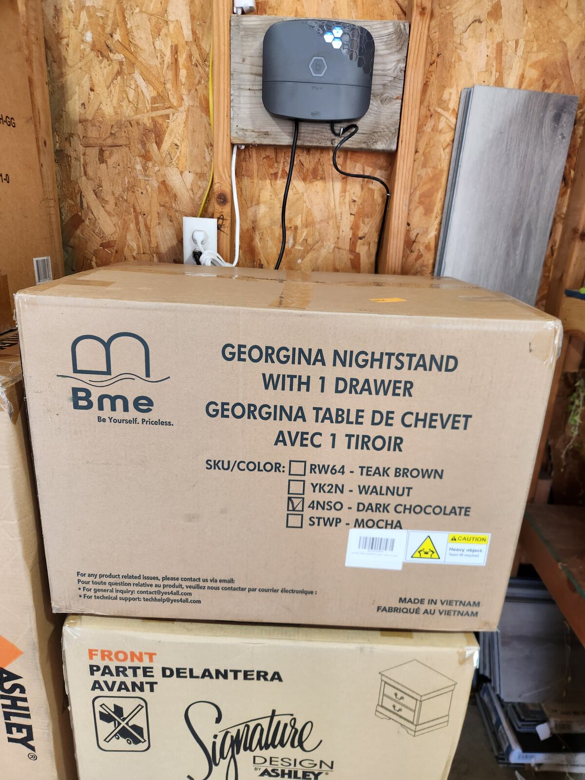 One Drawer Nightstand - Dark Chocolate - In Box