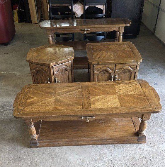 4 Pierce Wood Living Room Table Set.