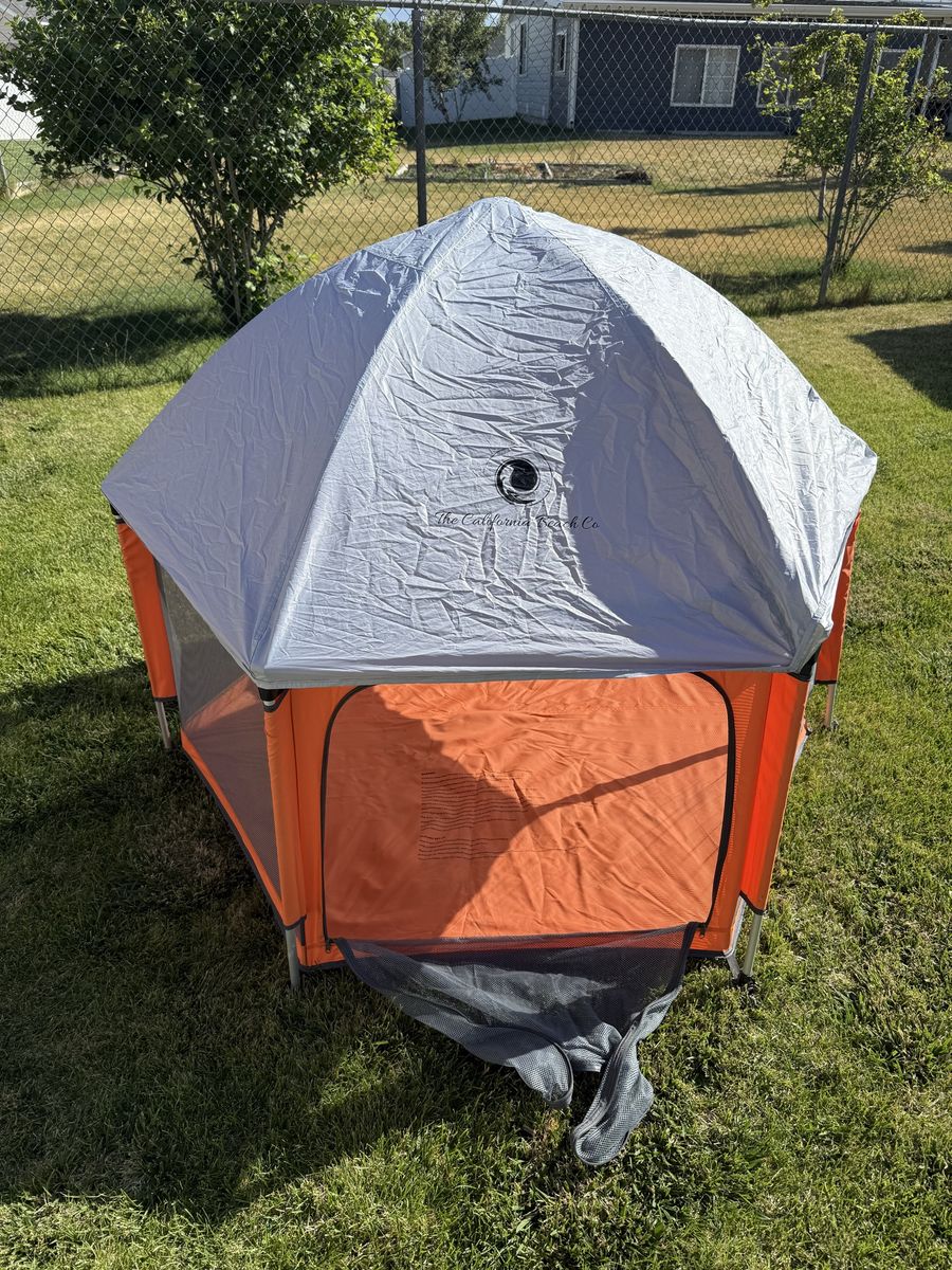 The California Beach Co. Pop 'N Go Playpen Portable Hexagon Play Yard Orange/Gray