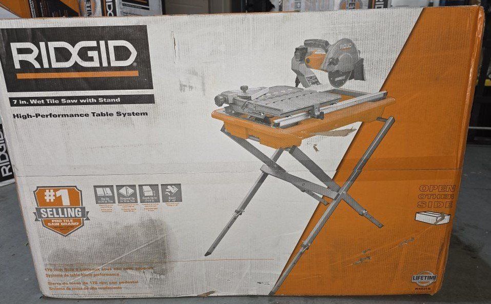 RIDGID 7in. Corded Wet Tile Saw with Stand -Portable, Heavy-Duty with Bevel- Brand New