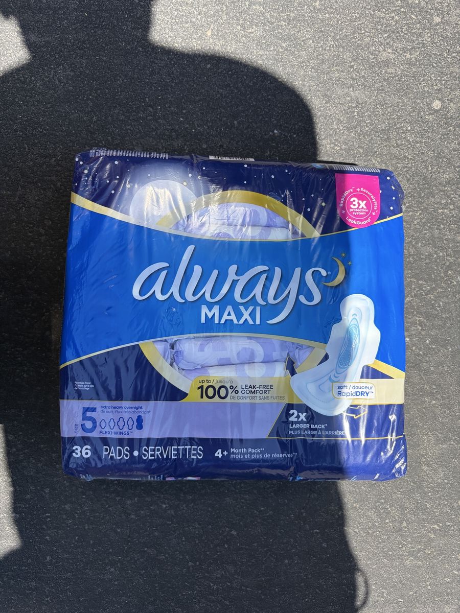 Always Maxi Extra Heavy Overnight Pads Size 5 with Flexi-Wings - 36 Count Pack